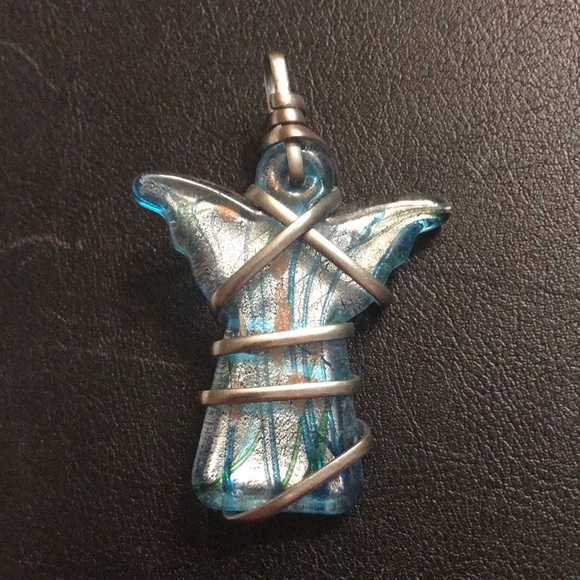 BLUE 😇 ANGEL MURANO GLASS PENDANT - Picture 1 of 4
